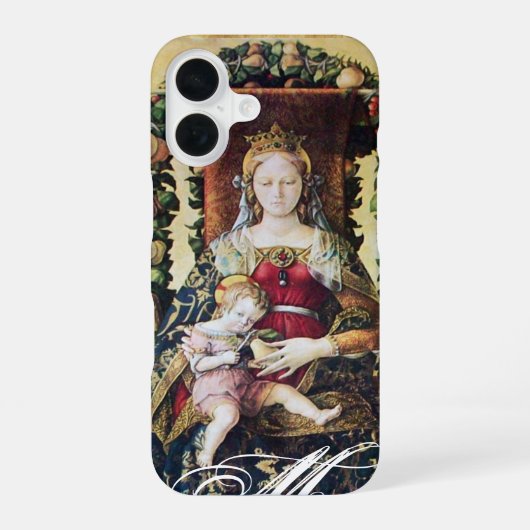 Coque iPhone 16 VIERGE À L'ENFANT Monogramme (Verso)