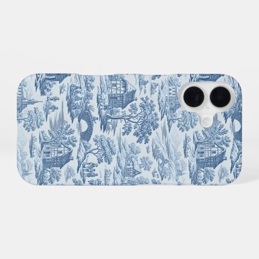 Coque iPhone 16 Village Blue Toile (Verso Horizontal)