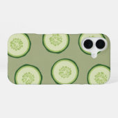 Coque iPhone 16 Vintage Cucumber Slice Pattern (Verso Horizontal)