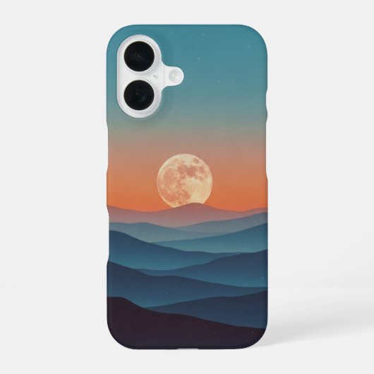 Coque iPhone 16 Vintage Moonrise over the Hills (Verso)