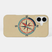 Coque iPhone 16 Vintage Nautical Compass (Verso Horizontal)