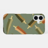 Coque iPhone 16 Vintage Okra Pattern (Verso Horizontal)