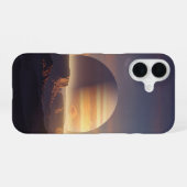 Coque iPhone 16 Vintage Planet Behind the Cliffs (Verso Horizontal)