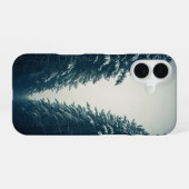 Coque iPhone 16 Vintage Snowy Pine Forest (Verso Horizontal)