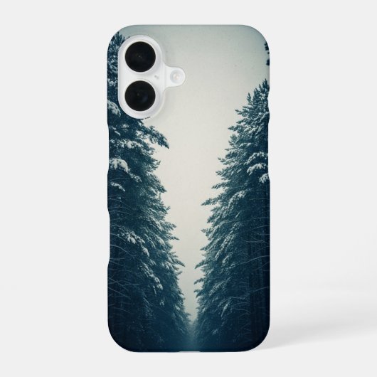 Coque iPhone 16 Vintage Snowy Pine Forest (Verso)