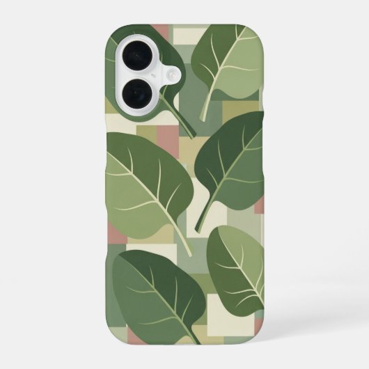 Coque iPhone 16 Vintage Spinach Leaf Pattern (Verso)