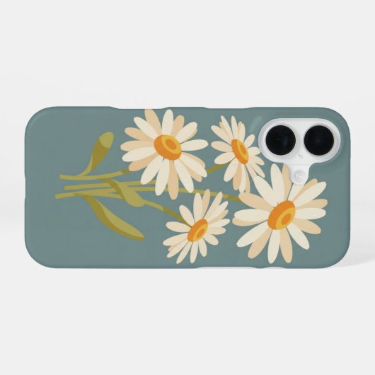 Coque iPhone 16 Vintage Stylized Daisies (Verso Horizontal)