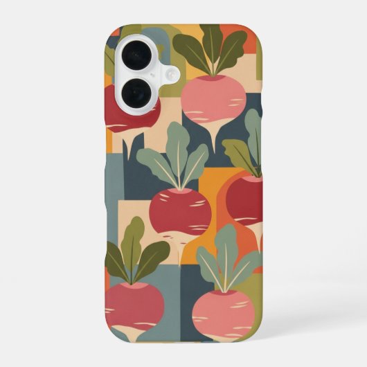 Coque iPhone 16 Vintage Stylized Radish Pattern (Verso)