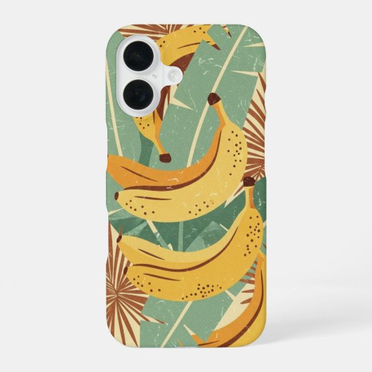 Coque iPhone 16 Vintage Tropical Banana Pattern (Verso)