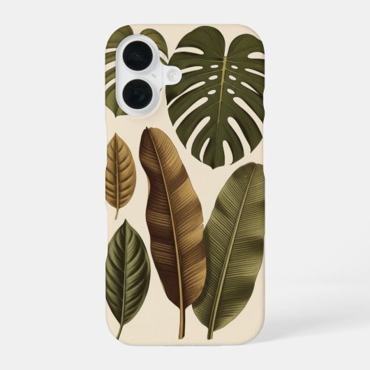 Coque iPhone 16 Vintage Tropical Leaves (Verso)