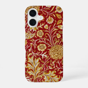 Coque iPhone 16 Vintage William Morris Cherwell Rouge Floral Art