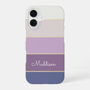 Coque iPhone 16 violet Bandes de blocs de couleur d'été personnali