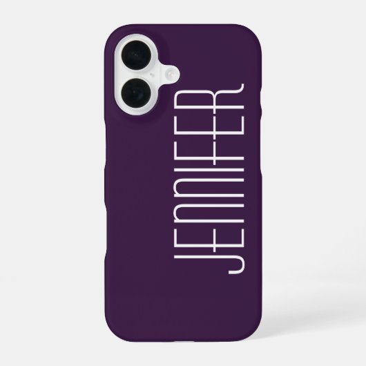 Coque iPhone 16 Violet foncé, nom personnalisé géant (Verso)