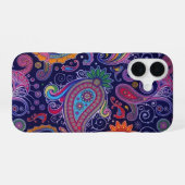 Coque iPhone 16 Violet Rose Paisley (Verso Horizontal)