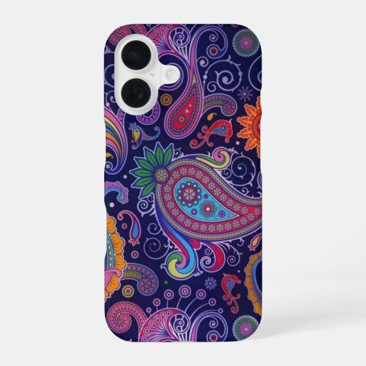 Coque iPhone 16 Violet Rose Paisley (Verso)