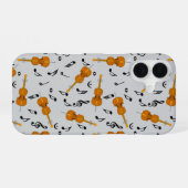 Coque iPhone 16 Violoncelles et notes de musique noires (Verso Horizontal)