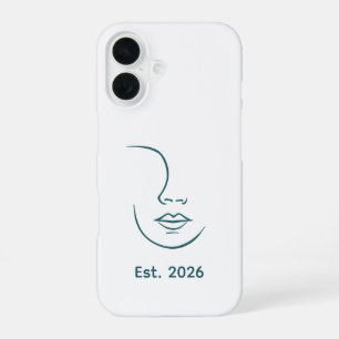 Coque iPhone 16 Visage Abstrait de Femme en Ligne Continue Minimal