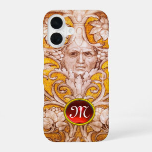 COQUE iPhone 16 VISAGE GROTESQUE DE LA RENAISSANCE, MONOGRAMME FLO