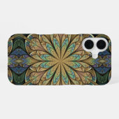 Coque iPhone 16 Vitrail Abstrait Jaune Rosace (Verso Horizontal)
