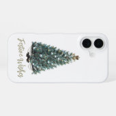Coque iPhone 16 Vœux de fête. Conception d'arbre de Noël (Verso Horizontal)