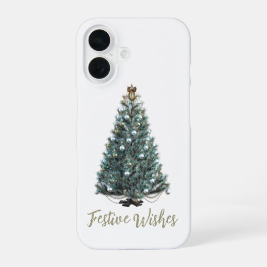 Coque iPhone 16 Vœux de fête. Conception d'arbre de Noël (Verso)