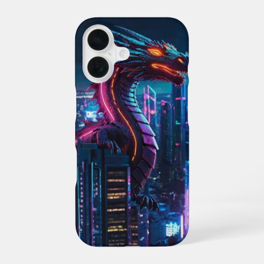 Coque iPhone 16 Vol de dragon néon (Verso)