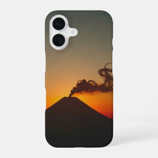 Coque iPhone 16 Volcan Coucher de Soleil Vintage (Verso)