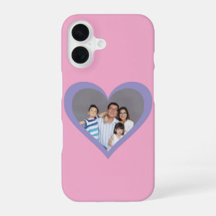 Coque iPhone 16 Votre famille Photo Purple Heart Arrière - plan ro