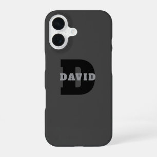 Coque iPhone 16 Votre nom ou nom d'entreprise Gris Masculin Mode