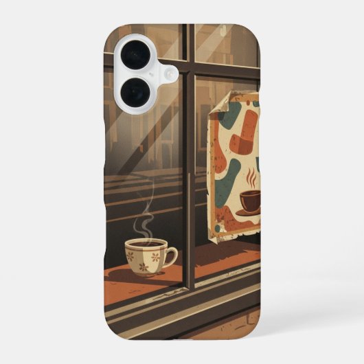 Coque iPhone 16 Vue de la fenêtre du café (Verso)