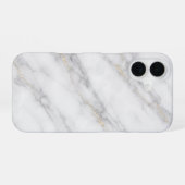 Coque iPhone 16 White Carrara Marble with Champagne Gold Veining (Verso Horizontal)