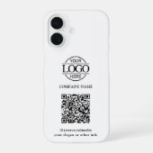 Coque iPhone 16 White Modern Business Logo & QR Code Promotional (Verso)