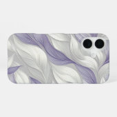 Coque iPhone 16 White Purple Leaf Elegant Pattern (Verso Horizontal)
