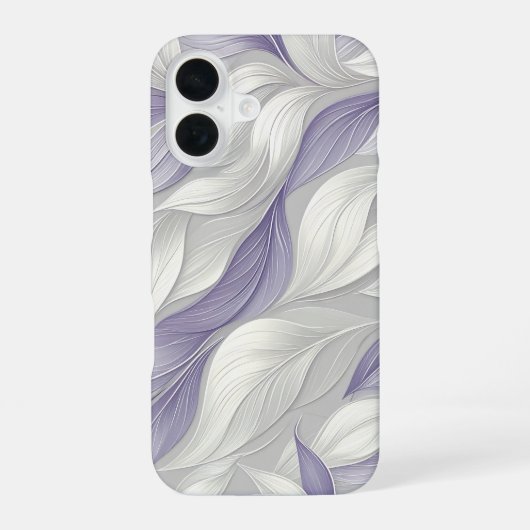 Coque iPhone 16 White Purple Leaf Elegant Pattern (Verso)