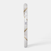 Coque iPhone 16 White Quilted Leather & Gold Studs Phone Case (Côté gauche)