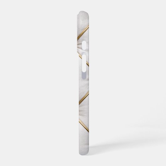 Coque iPhone 16 White Quilted Leather & Gold Studs Phone Case (Côté gauche)