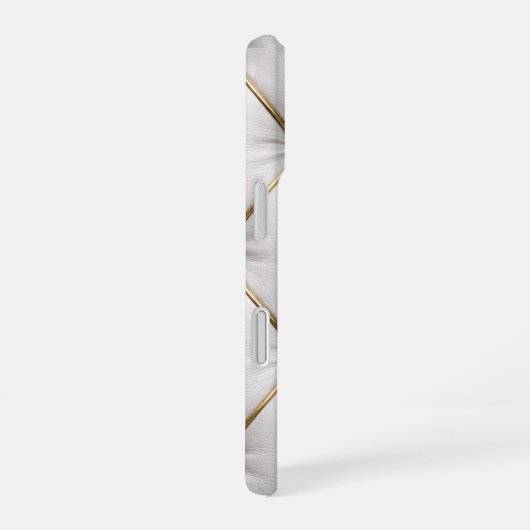Coque iPhone 16 White Quilted Leather & Gold Studs Phone Case (Côté droit)