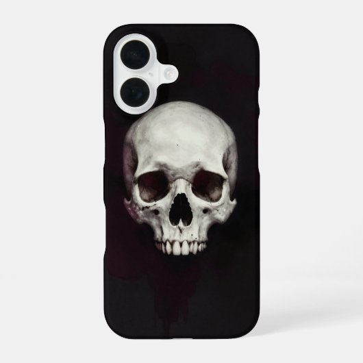 Coque iPhone 16 White Skull Black Minimal Gothic Phone Case (Verso)