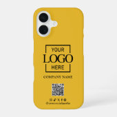 Coque iPhone 16 White Stylish Minimalist Business Logo & QR Code (Verso)