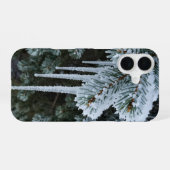 Coque iPhone 16 Winter Icicles Frosted Pine Branch Phone Case (Verso Horizontal)