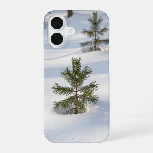 Coque iPhone 16 Winter Pine Saplings Deep Snow Phone Case (Verso)