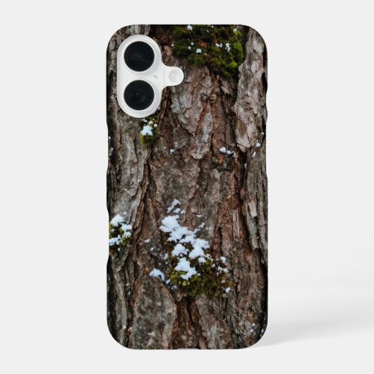 Coque iPhone 16 Winter Snow Moss Tree Bark Phone Case (Verso)