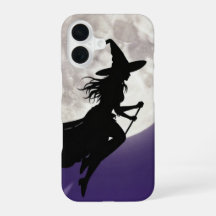 Witch Flying Across Full Moon Phone Case