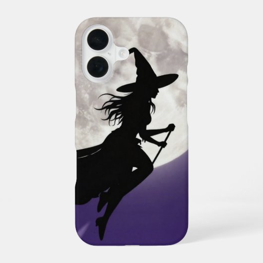 Coque iPhone 16 Witch Flying Across Full Moon Phone Case (Verso)
