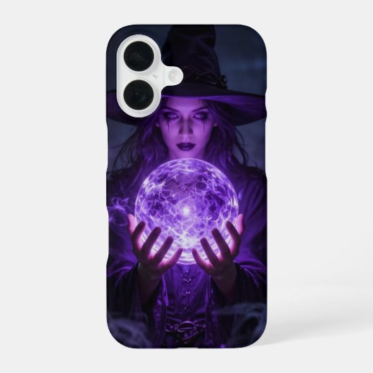 Coque iPhone 16 Witch with Glowing Orb Purple Case (Verso)