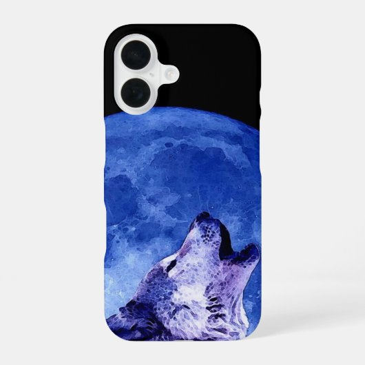 Coque iPhone 16 Wolf Howling à Moon (Verso)
