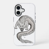 Coque iPhone 16 Wolfdragon design noir et blanc (Verso)