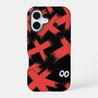 Coque iPhone 16 "X rouges sur noir avec yeux cachés"