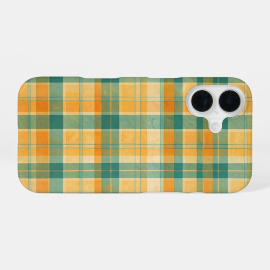 Coque iPhone 16 Yellow and Green Tartan Plaid Pattern (Verso Horizontal)