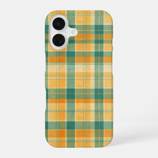 Coque iPhone 16 Yellow and Green Tartan Plaid Pattern (Verso)